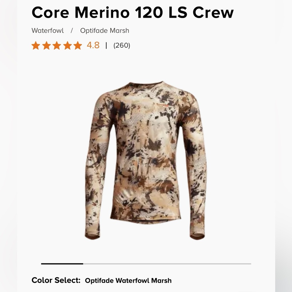 Core Merino 120 LS Crew - Optifade Waterfowl Marsh